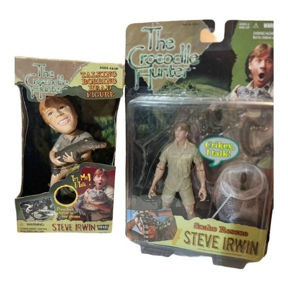 VTG Steve Irwin Crocodile Hunter Talking Bobblehead & Snake Rescue NIB - Picture 1 of 8